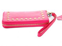 Studded all round zipper ladies leather wallet