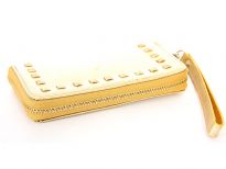 Studded all round zipper ladies leather wallet