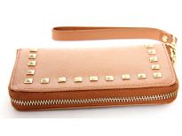 Studded all round zipper ladies leather wallet