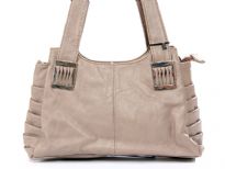 Faux Leather fashion Handbag. Top zipper closing. Back outside zipper pocket.