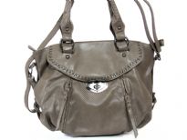 Faux leather fashion handbag. Top zipper closing, center divider, back outside zipper pocket, adjustable shoulder strap included.