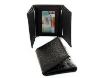 Ostrich embossed genuine leather tri-fold men wallet 