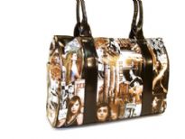 Printed PVC Handbag. Double handle and top zipper closing.