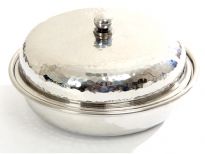 Hammered Stainless Steel Round Dish