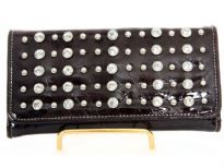 Rhinestones studded check book wallet