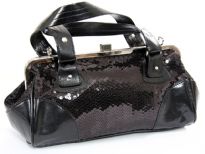 Sequin Evening Bag. Metal frame clutch closing.