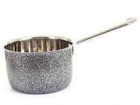 Stainless Steel Sauce Pan with SS Handle. Coated on outside. Riveted SS Handle for Long Life. Made in India