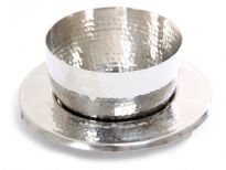 Hammered Stainless Steel Soup Bowl with Plate
