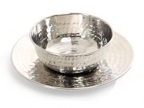 Hammered Stainless Steel Soup Bowl with Plate