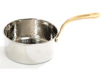 Hammered Stainless Steel Sauce Pan Dish with Brass Handle.