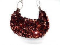 Sequin Hand Beaded Evening Bag. Top zipper closing.