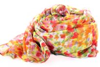 This abstract floral print 100% polyester scarf can add a touch of coolness to any kind of outfit all year around. Pretty big in size so can be used as a cover-up or shawl too. Imported.