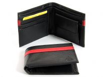 Carry your money in style. This is a faux leather bi-fold mens wallet. Features 3 credit card slots and a snap lock coin slot. As this is faux leather, please be aware that there will be some small creases and nicks in the leather but the wallet are all brand new. 