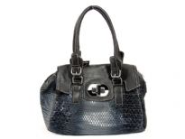 Crocodile embossed PVC double handle handbag.