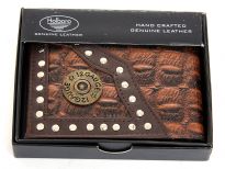 Carry your money in style. This is a genuine leather western style bi-fold men wallets. Comes in a box. As this is genuine leather, please be aware that there will be some small creases and nicks in the leather but the wallet are all brand new.