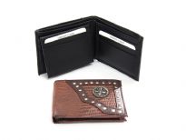 Genuine Leather western style bi-fold men wallet





