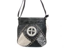 Patch-work Cross Messenger Bag. Top  zipper pocket. Back zipper pocket