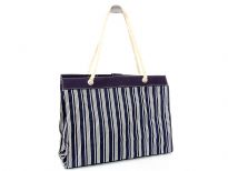 Striped canvas beach tote made with double shoulder straps.  Made of 100% Cotton. 