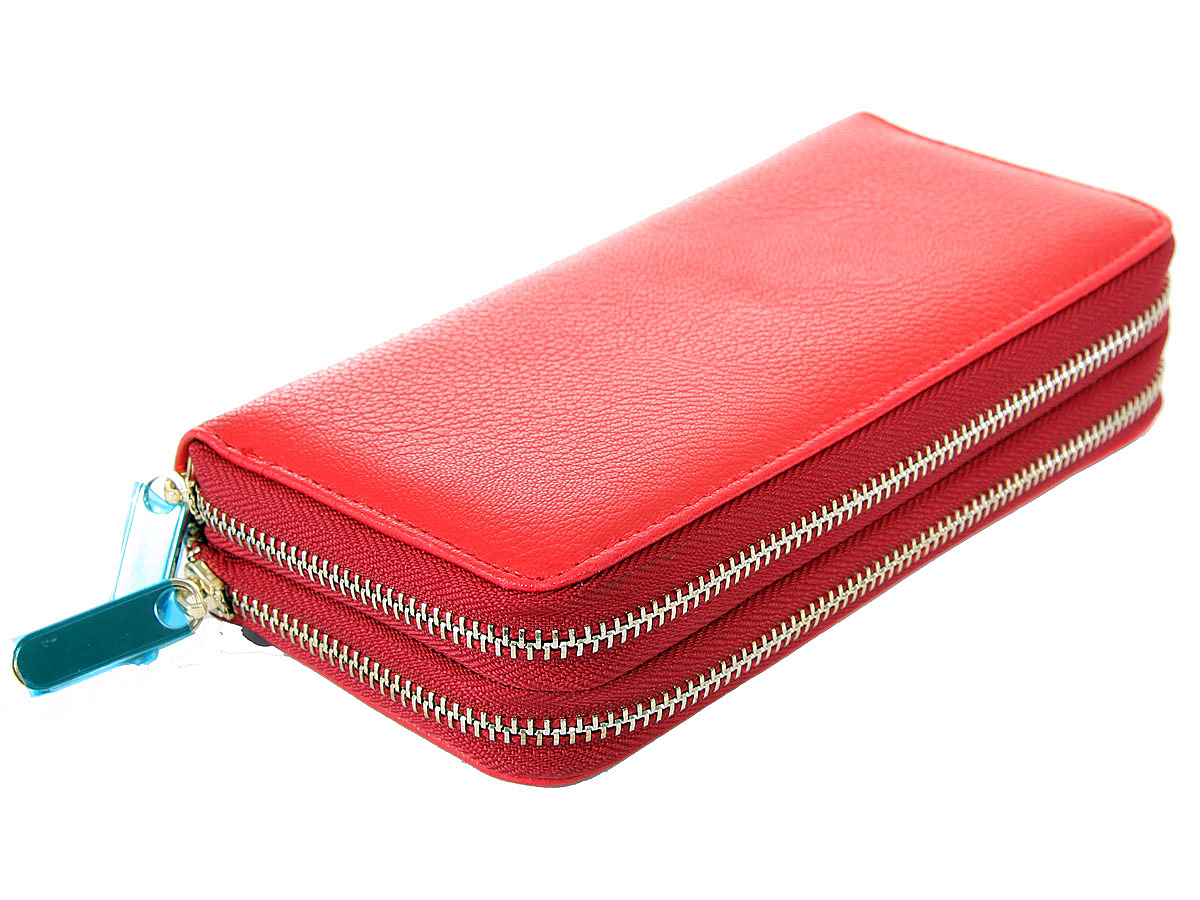 Wholesale Handbags #877pl-rd 2 Zipper PVC Ladies wallet.