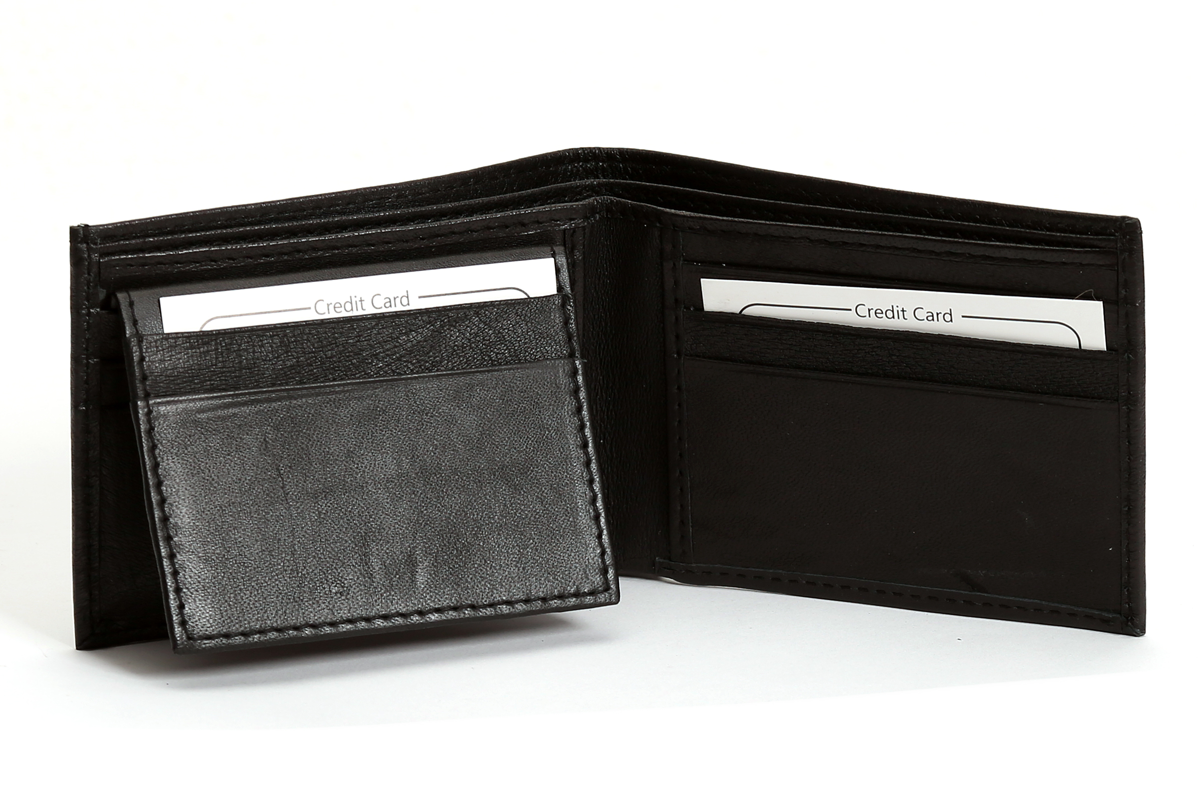 Perfect Fit Bi Fold Wallet with Credit Card Slots and ID Window - Black - 107 Blk CSTM