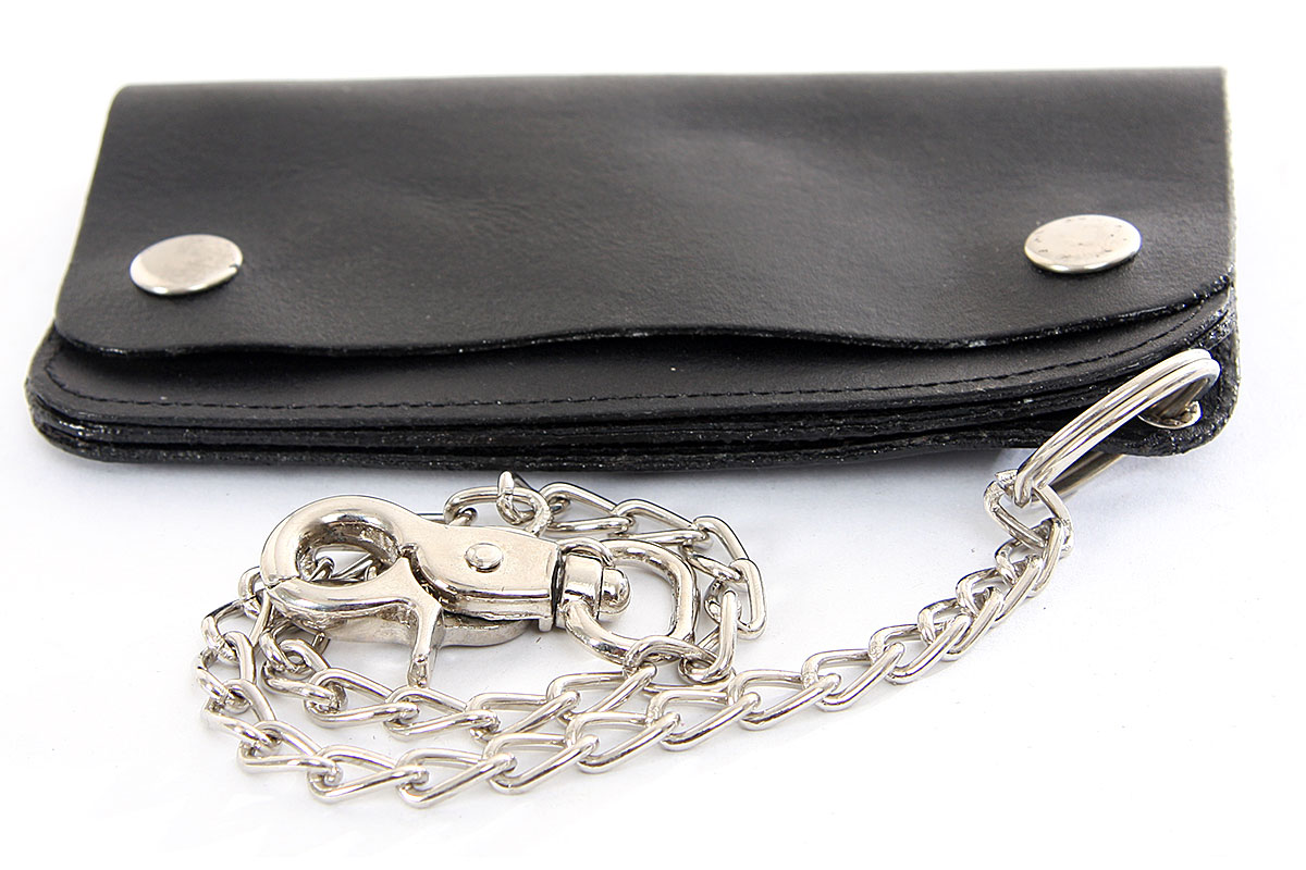 Men's Genuine Leather Biker Wallet with Chain in Black 6.25 x 3.5 inches  #cb-2580 Leather Wallet