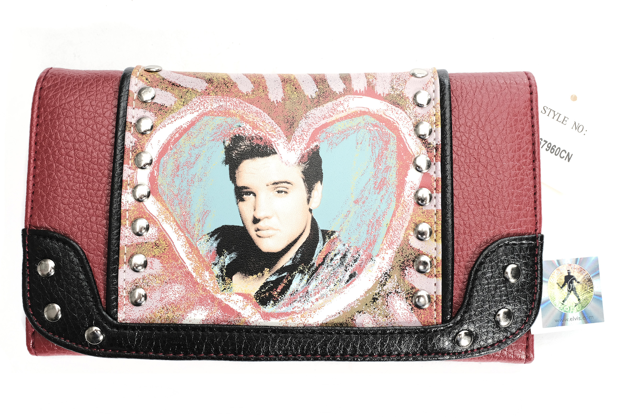 Wholesale Handbags e67960cnrd Elvis Presley PVC check book wallet